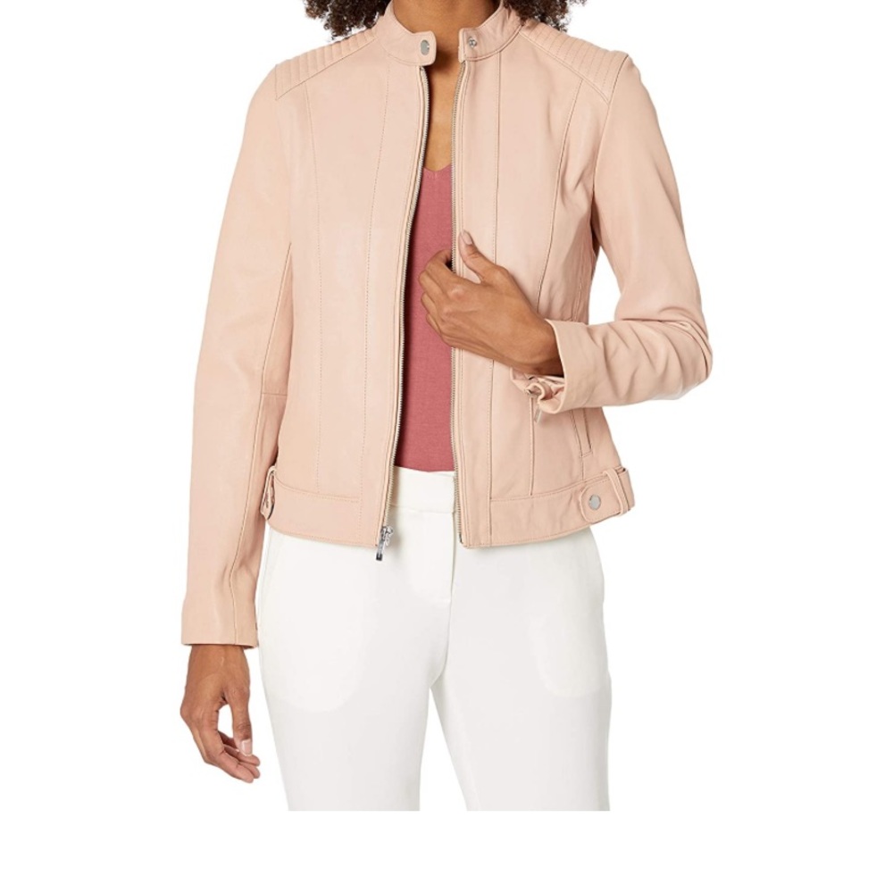 Cole Haan Front Zip Leather Jacket